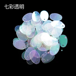 400pcs/lot 12*20mm Oval Egg Shape Sequins PVC Craft Flat With Side Hole Belly Dance Garment DIY Accessories Transparent White AB