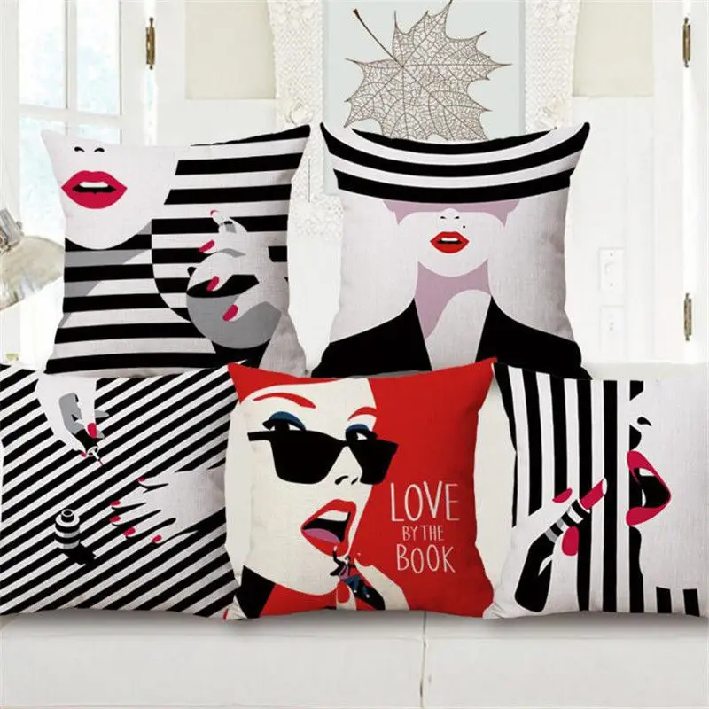 2022 Fashion Bella Black White Trendy Zebra Pattern Lady Decorative Pillows Cosmetics Beauty Care Shop Decoration Cushion Pillow