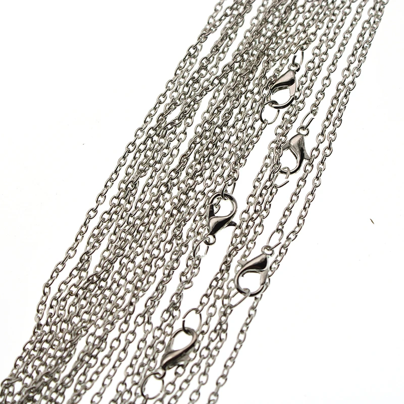 10pcs Black Rose Gold Silver Metal Chains Necklaces for Pendant Charms Lobster Clasp DIY Jewelry Making Necklace Chain Bulk 60cm