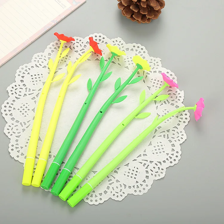 3 PCS Creative Simulation Camellia Neutral Pen Cute Cartoon Learning Stationery Pen Office Supplies Waterborne Signature Pen