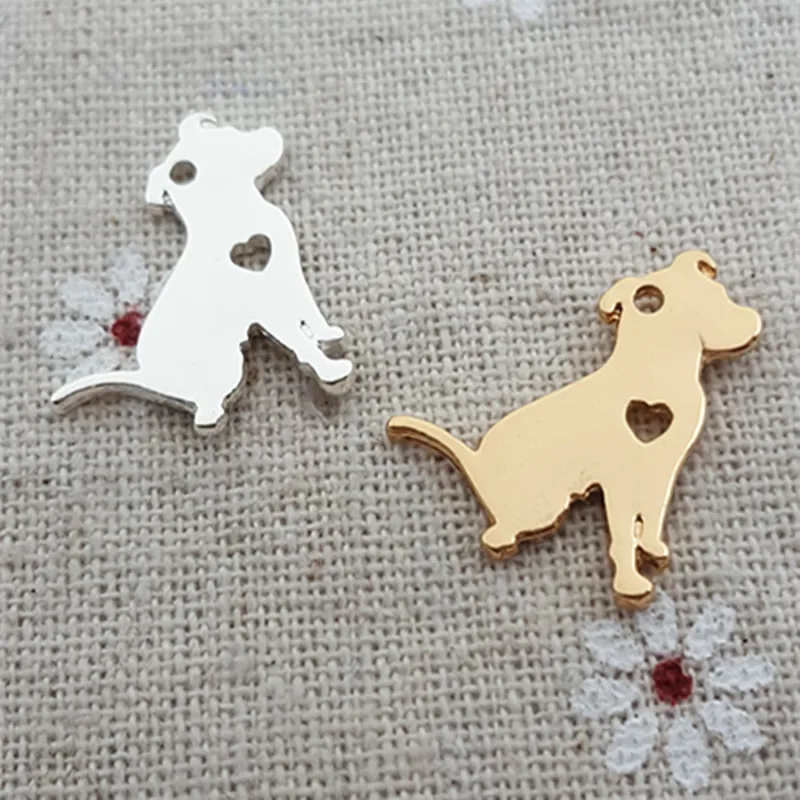 High Quality 10 Pieces/Lot 16*21MM Gold and Silver Color The bull mastif dog Charms Animal charms For Jewelry Making