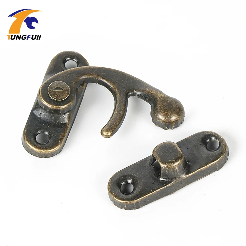 Metal Hook Box Latches Clasp Box Lock Purse Lock Antique Bronze 4 Holes 27*23mm Fast Shipping 50 Sets