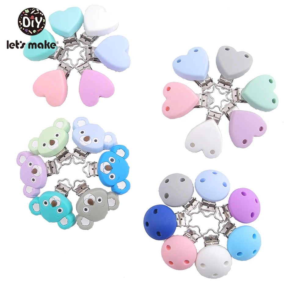 

Let's Make 10pc silicone bear cartoon metal pacifier clip silicone teether accessories for dummpy holder pacifier chain clips