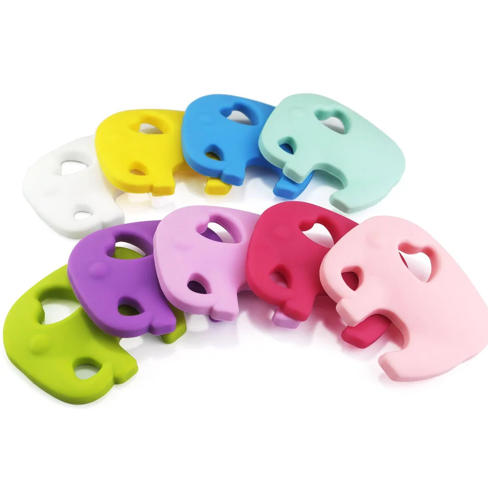 

Sutoyuen 10PCS happy silicone baby teether pacifier clip bib elephant teethers baby teething toys necklace for babies BPA Free