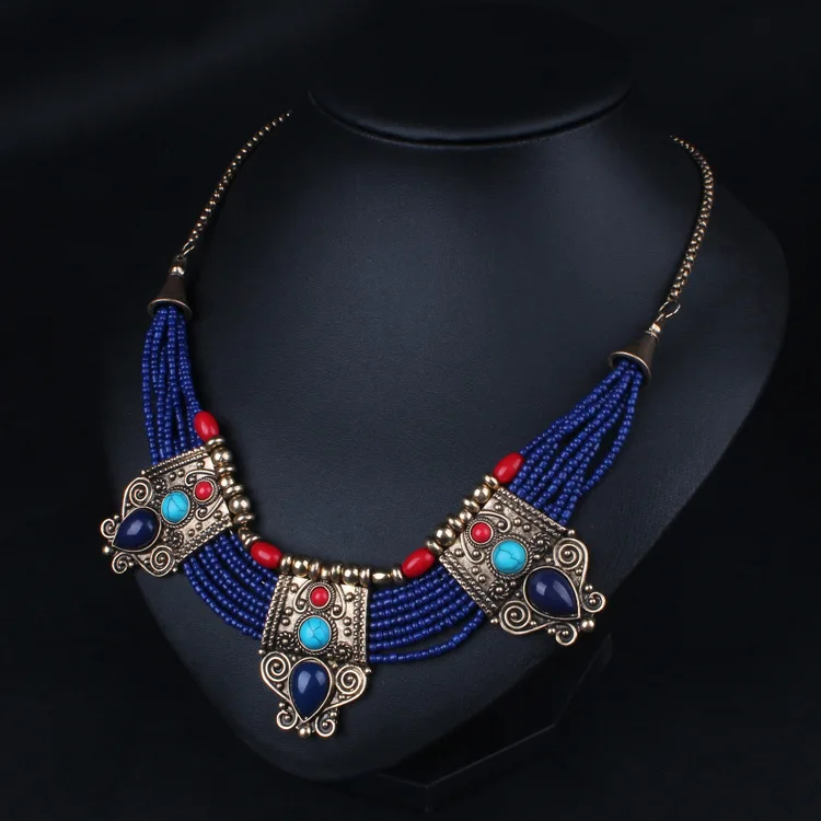 New Arrival Acrylic Zinc Alloy 2018 Hot sale small resin beads vintage ancient egyptian necklace NK231