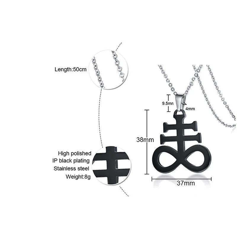Sulfur Leviathan Cross Sulphur Pendant Necklace for Men Stainless Steel Church of Satan Satanic Inverted Crucifix Male Jewelry