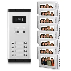 Sistema de intercomunicación para apartamento, Monitor de 7 pulgadas, 6-12 unidades, videoportero para puerta, kit de Interfono para casa con cable