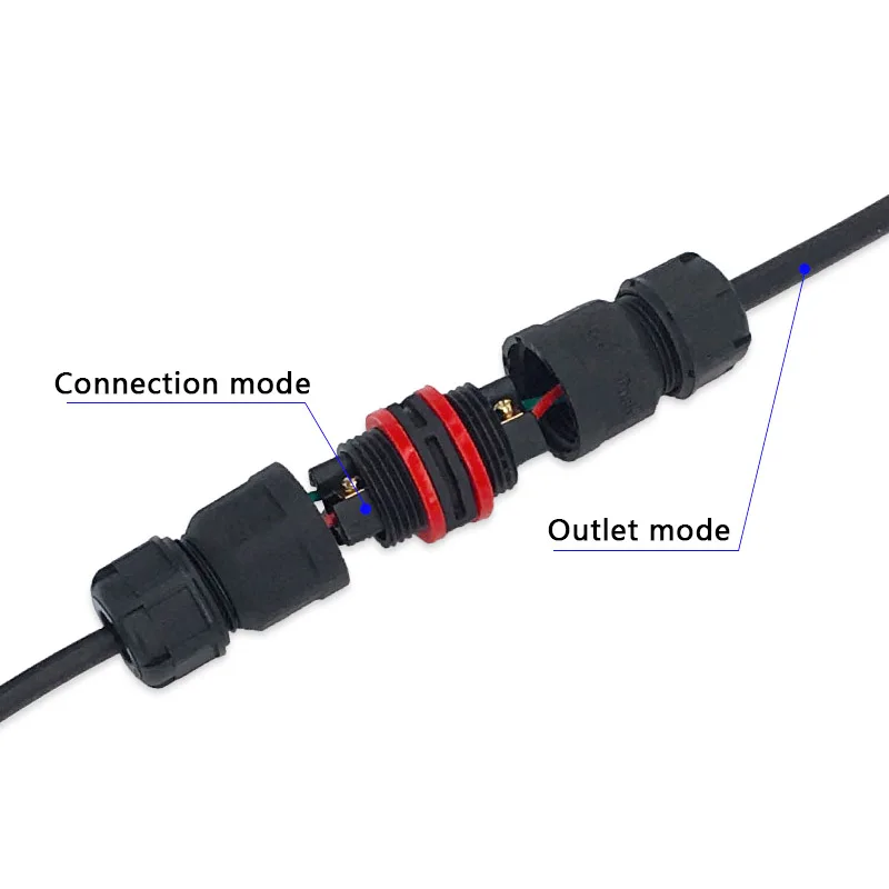 Waterproof connector IP68 I Shape 2 3 4 5pin 250V 30A Cable Wire Gland Sleeve connector quick connect Panel installation