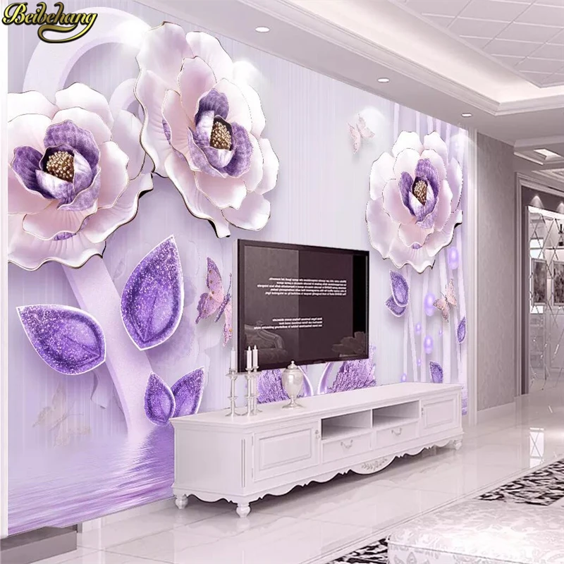 beibehang Custom Luxury European embossed flower peony wallpapers for living room TV background 3D mural wall papers home decor