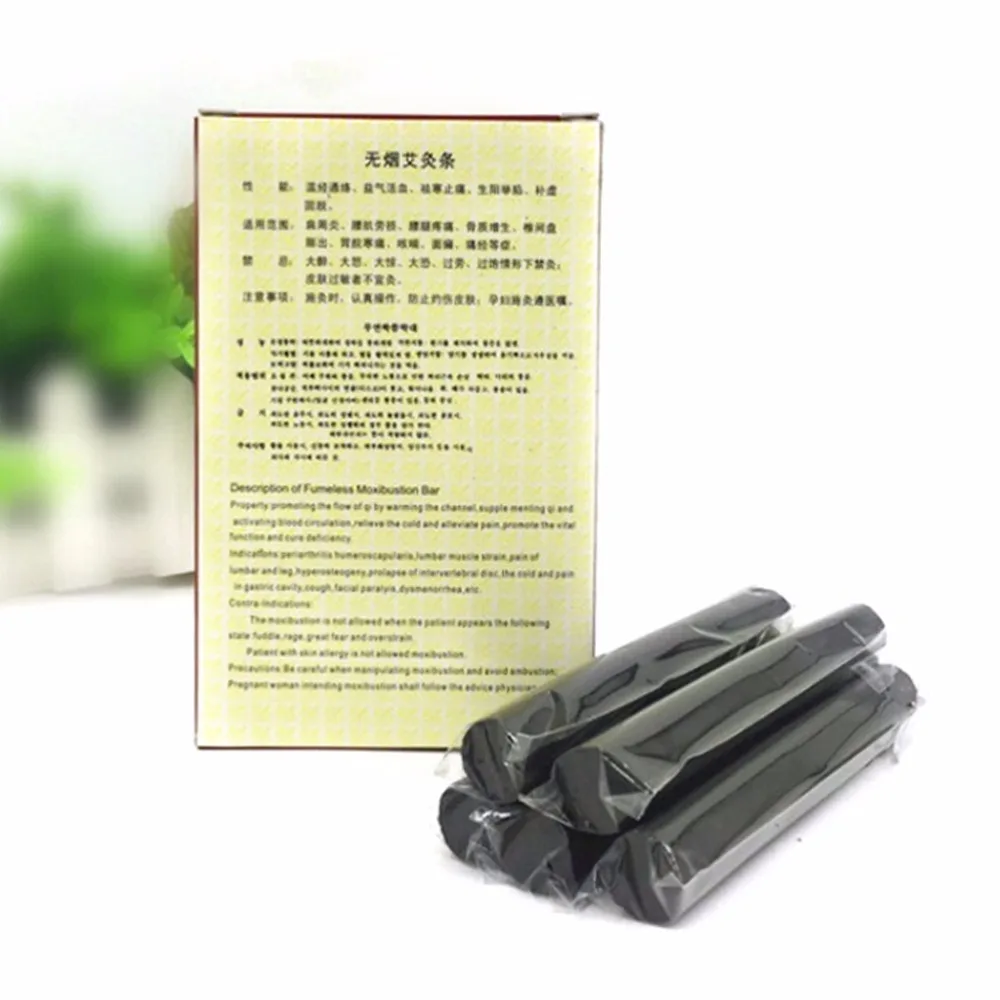 5pcs/box Black Traditional Smokeless Moxa Stick Roll 14*110mm Moxibustion Massage Stick