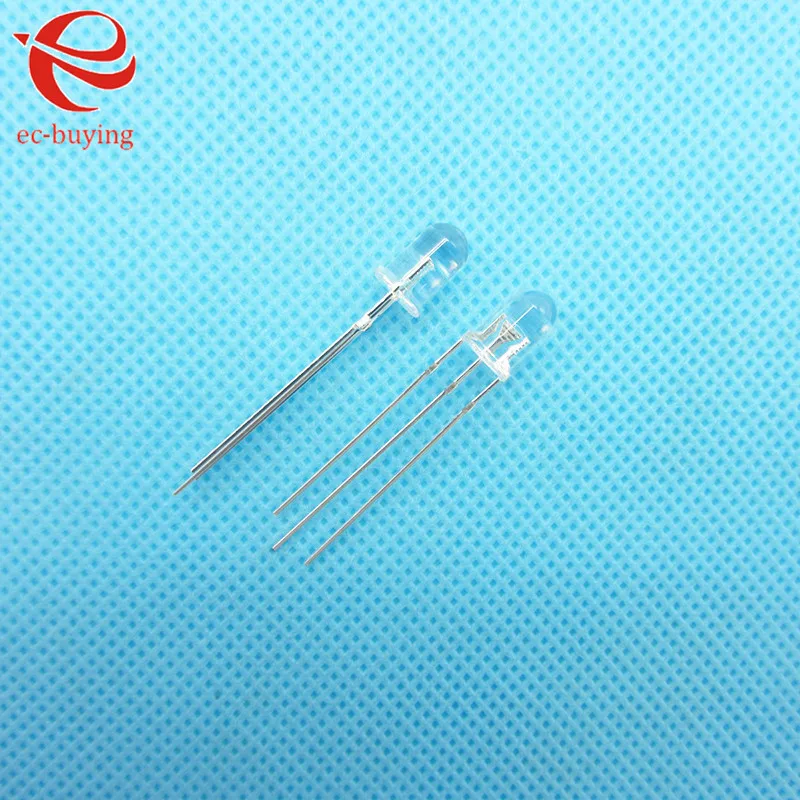 100Pcs/20pcs F3 3mm LED Bi-Color Transparent Common Cathode Round Light Emitting Diode Two Dual Red Green Plug-in DIY Kit