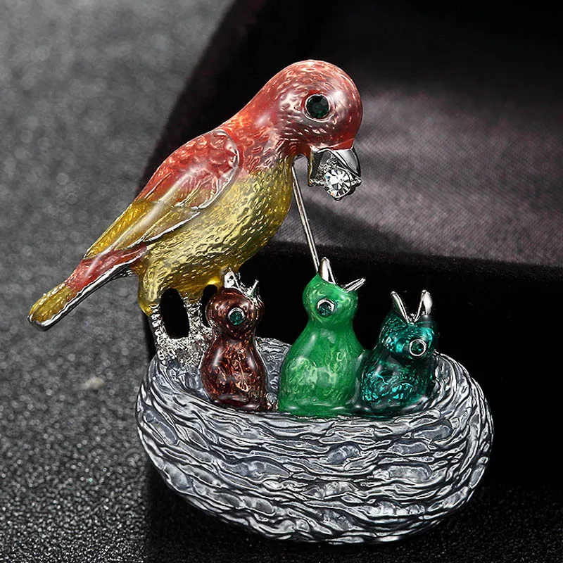 12pcs/lot Selling cute Enamel Birds Brooches For Men Jewelry Women's Cartoon Scarf Pins And Brooch Bouquet Hats Accessory