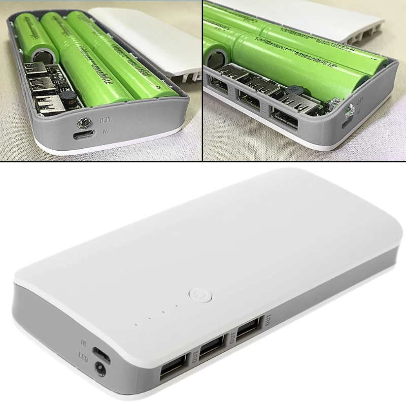 5V 2.1A 3 USB Power Bank ładowarka obwód drukowany Step Up moduł Boost + 5X 18650 Li-ion Case Shell DIY Kit