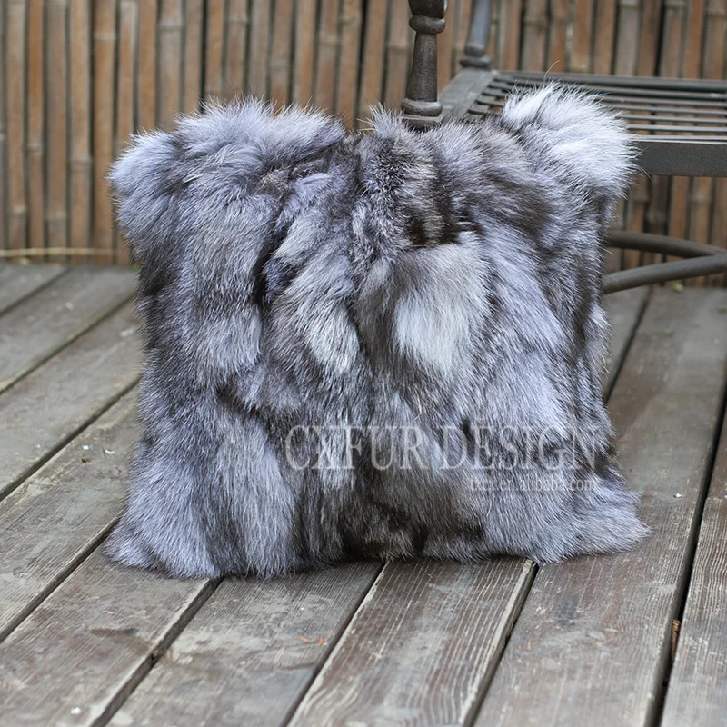 CX-D-52 New Retail Good Real Silver Fox Fur Sofa Cushion Cover For Living Room Decorative