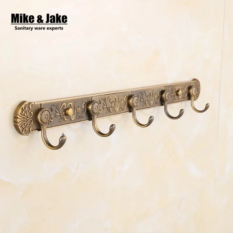 Free Shipping europen Bathroom wall Antique Carving robe hooks 4-6 Row wall Hook coat hanger door hooks for bathroom accessories