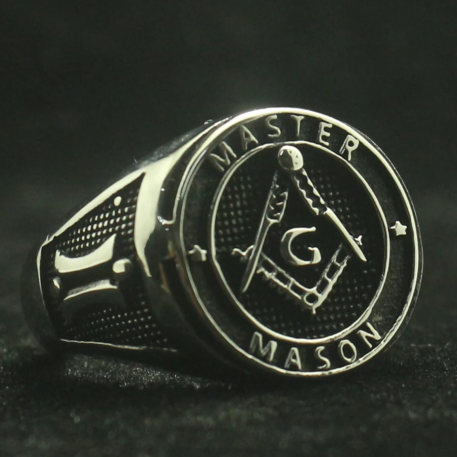 Mens Boys 316L Stainless Steel Cool Golden Master Mason Star Cool Newest Ring