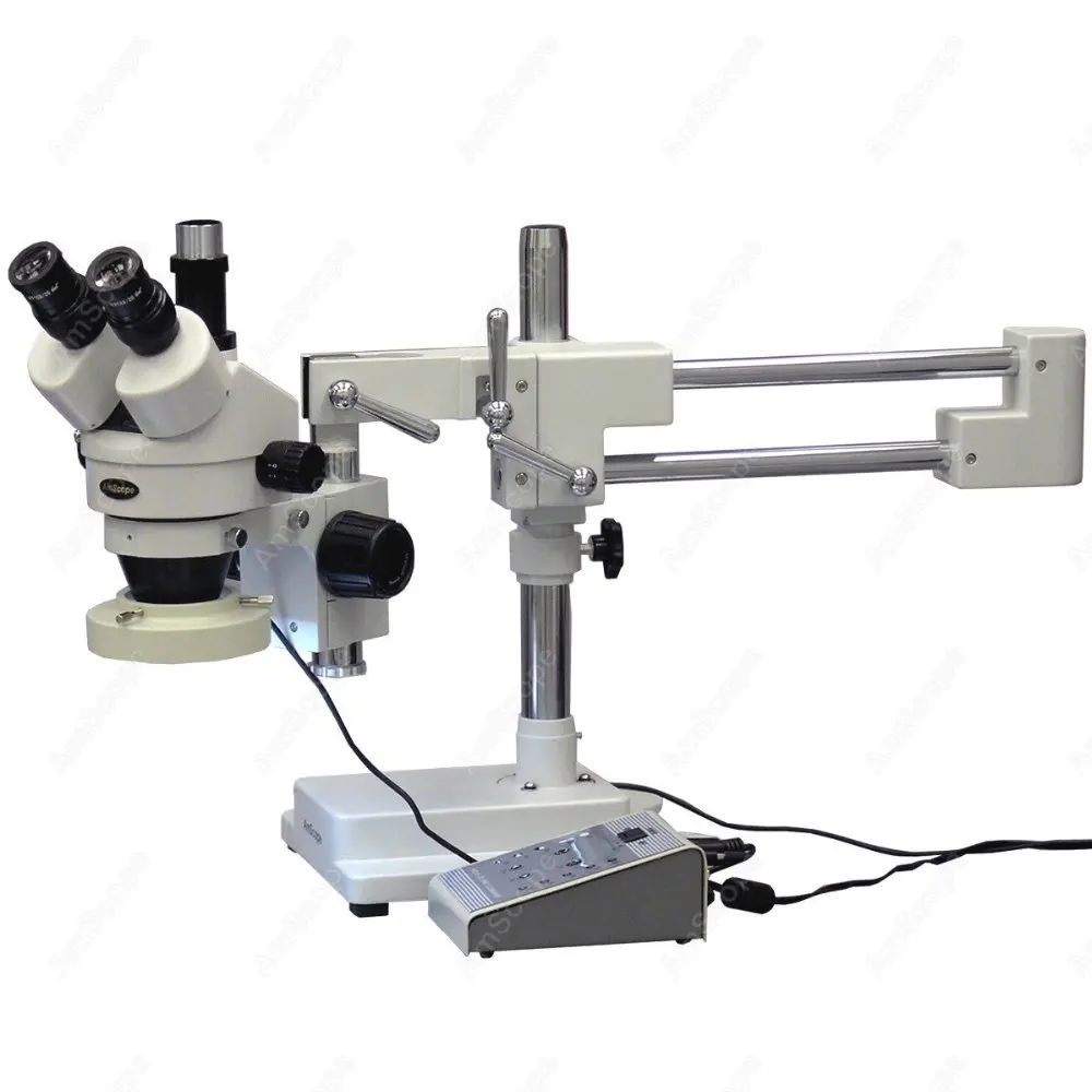 Trinocular Stereo Microscope--AmScope Supplies 3.5X-45X Trinocular Stereo Microscope with 8-Zone 80-LED Ring Light