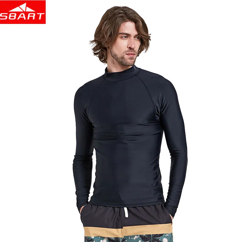 SBART Mens Long Sleeve Wetsuits Tops Lycra Anti-UV Breathable Snorkeling Surfing Swimming Bathing Shirt Diving Wet Suit T-Shirts