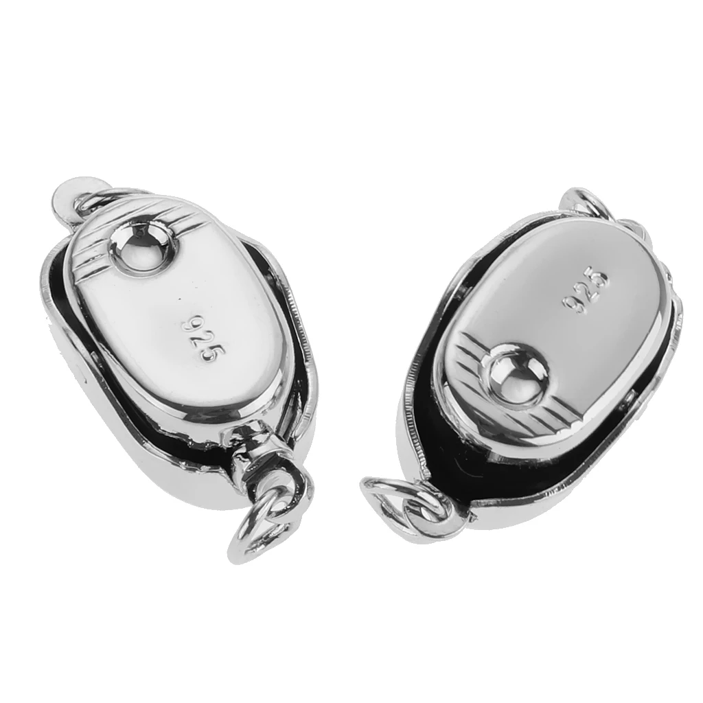 2 pcs 925 Sterling Silver Color Connector Buckle Clasp for DIY Necklaces Bracelets Jewelry Makings Findings Supply Accessories