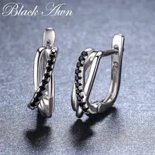 Silver Stud Earrings Black Spinel #4