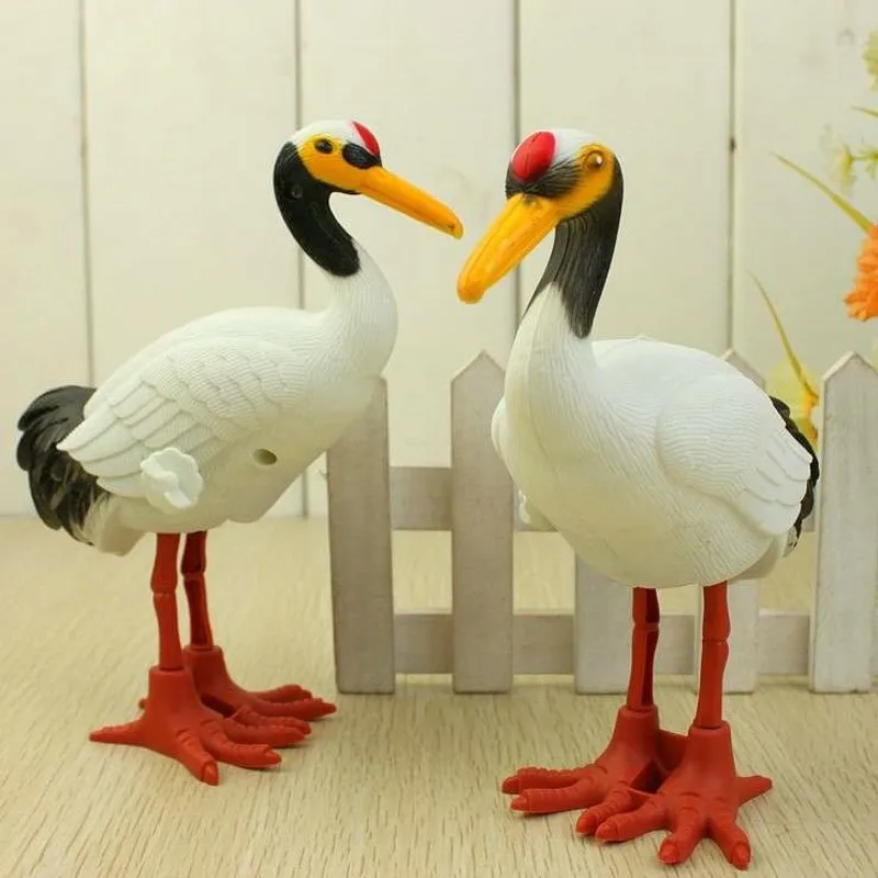 Winding Toy New Strange Children Toys Realistic Modelling Of Red-crowned Cranes On The Spring Boys Plastic Animal Shape Kids