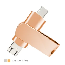 Metal USB Type C Flash Memory Stick OTG Pendrive 32GB 16GB 64GB 128GB Micro USB Flash 3.0 For Android Smart Phone