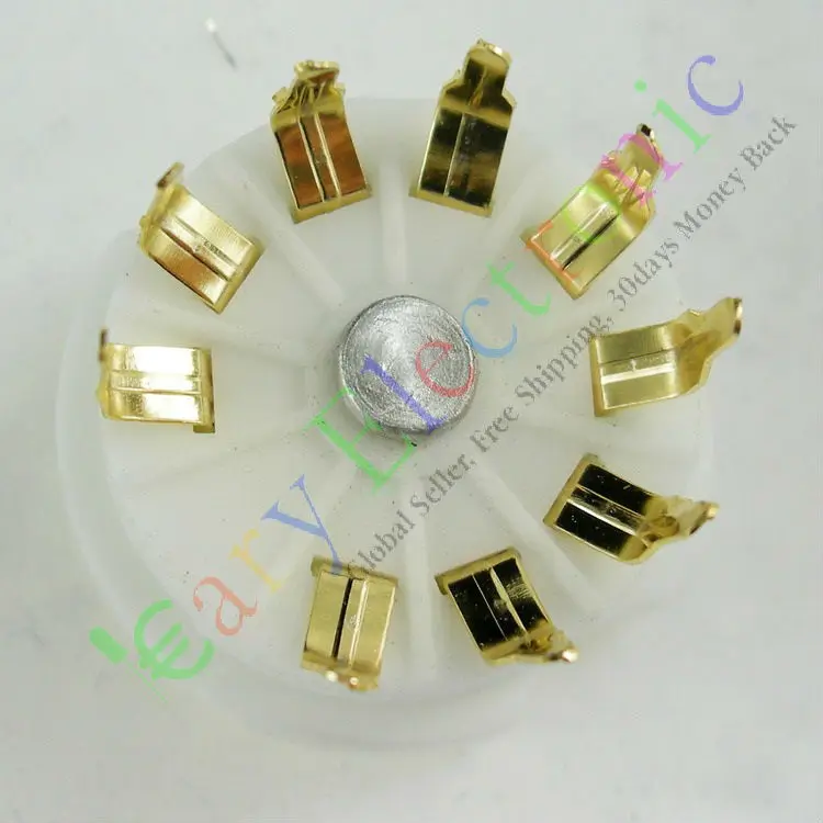 Wholesale and retail 4pcs GOLD 9pin PCB Ceramic vacuum tube socket gilded valve base 12AX7 12AU7 ECC83 free shipping