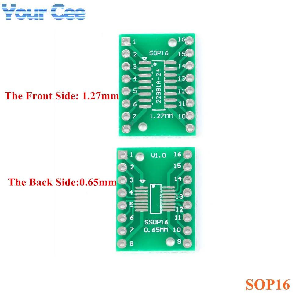 20pcs/5PCS SOP16 SSOP16 TSSOP16 Pinboard to DIP16 Adapters Plate Converter Board 0.65mm/1.27mm IC Socket PCB Integrated Circuits