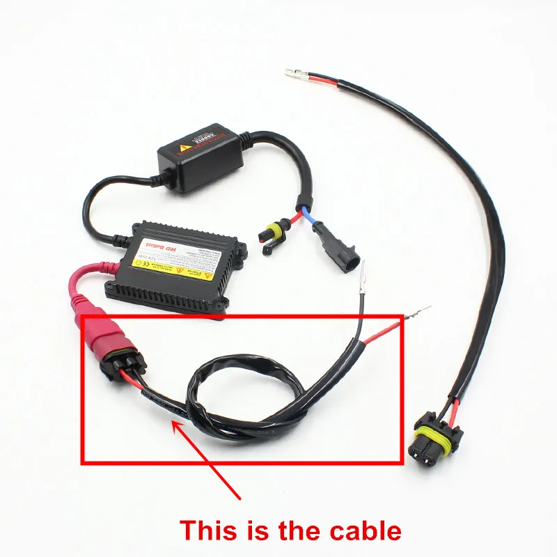 Rockeybright 2pc 12V 35W 55W HID conversion kit light bulb wire harness power plug cord H3 H8 H9 H10 H11 880 881 power connector