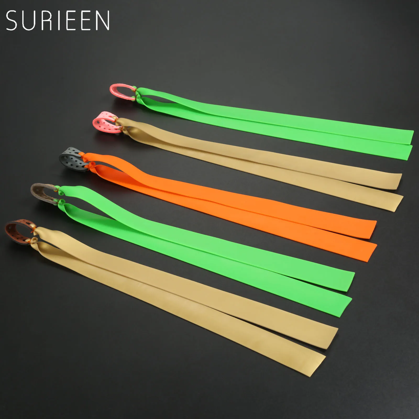 SURIEEN 5pcs /lot Outdoor Slingshot Powerful Elastic Flat Rubber Band Hunting Catapult Practical Fitness Resistance Bands 0.8mm