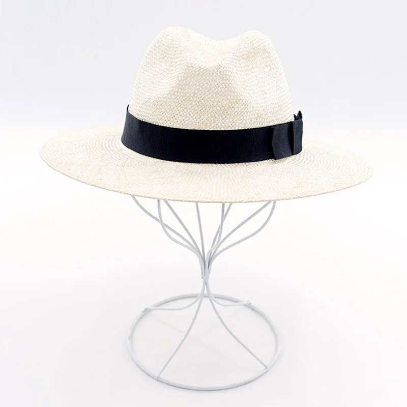 Unisex Handmade Natural Sisal Summer Hat for Women Men Wide Brim Sun Hat Trilby Straw Fedora Genuine Havana Retro Beach Jazz Cap