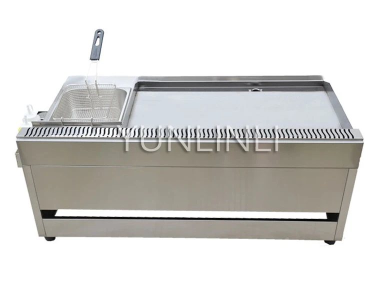 Commercial Gas Griddle Fryer One Machine Grilled Squid Hand Cake Machine Fryer Teppanyaki Equipment Gas Grill