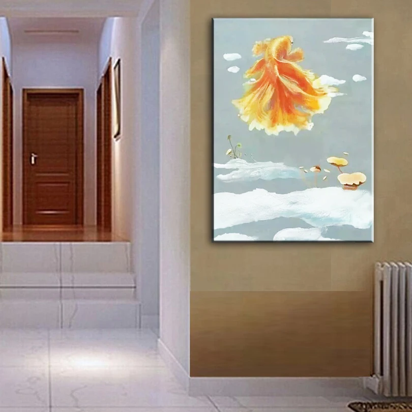 Original oil painting Dancing goldfish painter original paintings decoration painting Custom-made oil painting 16110712