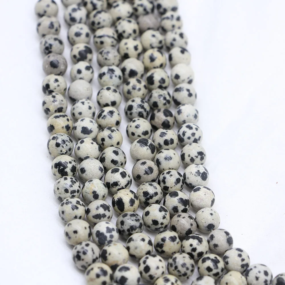 1strand/lot Natural Stone Dalmation Spotted Beads 4/6/8/10/12mm Round Loose Spacer Bead For DIY Bracelet Jewelry Making Findings