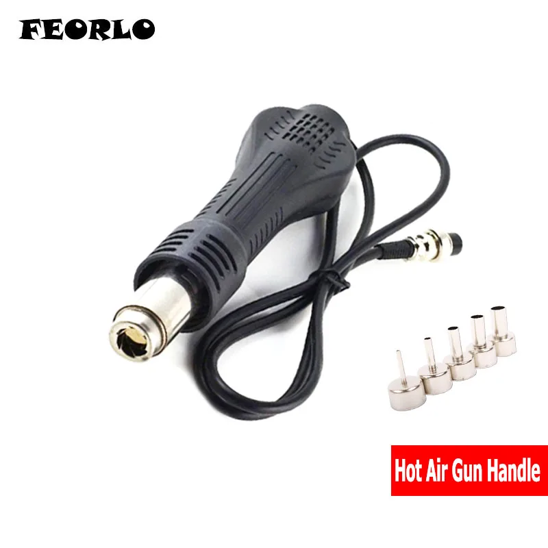 FEORLO Heat Gun Handle Desoldering Gun Rework Soldering Station Hot Air Gun For YOUYUE/UYUE 858D+ 8586 with nozzle