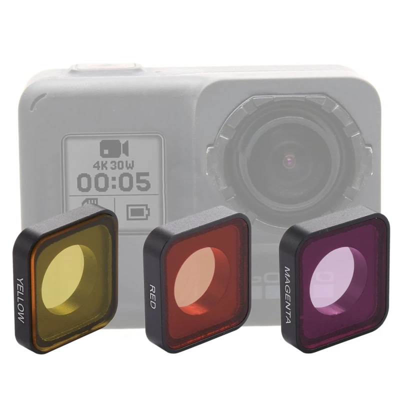 

3 in 1 Snap-on Color Lens Filter For GoPro HERO6 /5 Camera Red / Yellow / Purple Color Lens