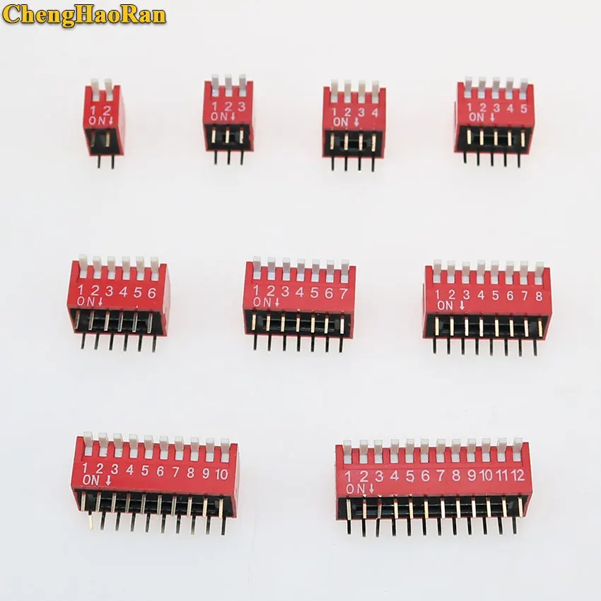 ChengHaoRan Slide Type Switch Module 2 3 4 5 6 7 8 10 12 PIN Position Way DIP Red Pitch Toggle Switch Snap Switch Dial Switch