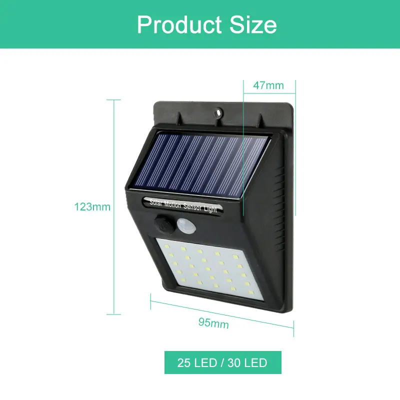 Rechargeable Solar Light 25 30 LED Waterproof PIR Motion Sensor Security Wall Light Outdoor Emergency Solar Lamp