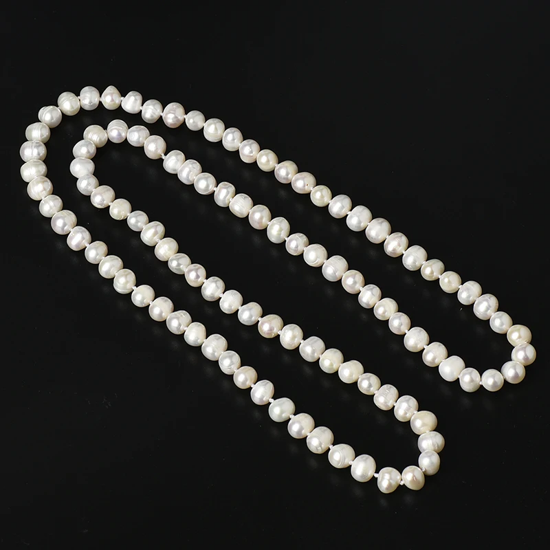 

Send forth White Glossy Smooth 8-9 MM ELLIPSE Freshwater loveliness Pearl Necklace .The women favorite gift