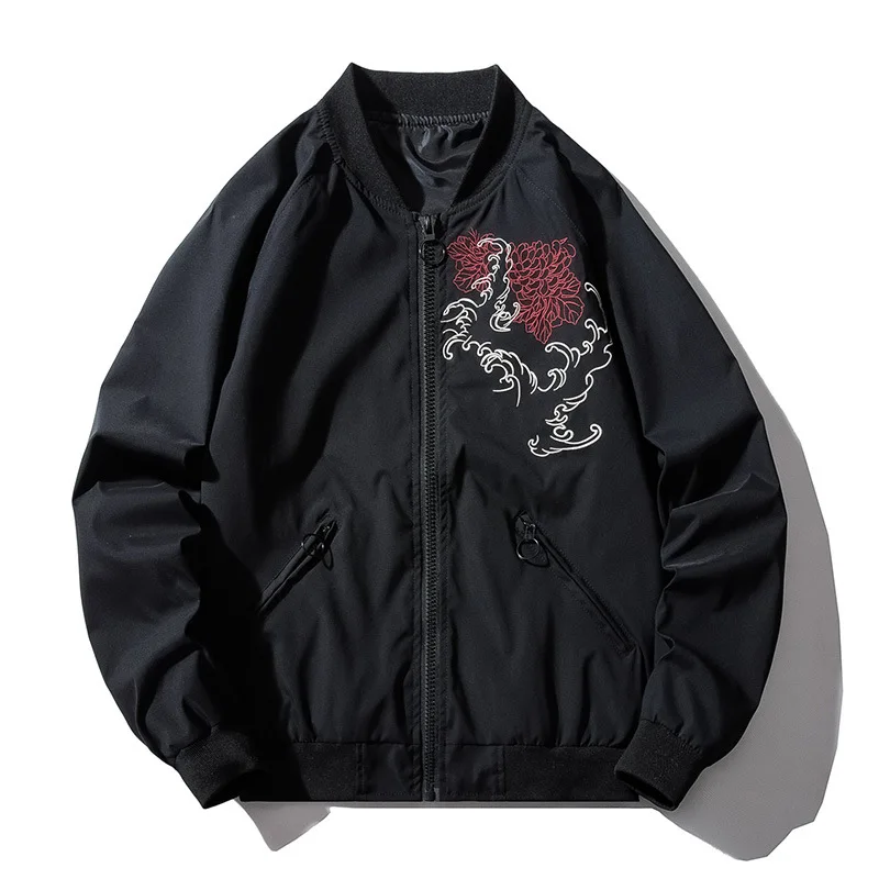 Bomber Jacket Men Chinese Dragon Embroidery Pilot Jacket Retro Punk Hip Hop Jacket Autumn Youth Streetwear High Street Hipster