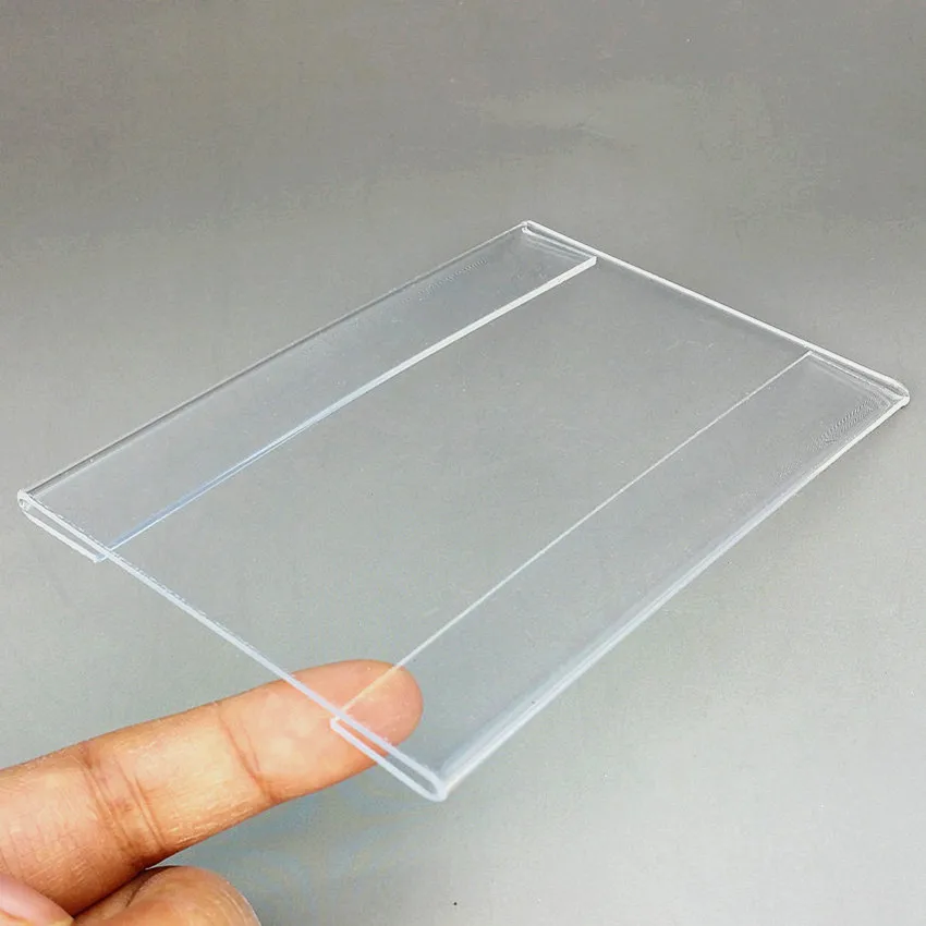 T1.2mm Smaller Acrylic Plastic Name Sign Card Display Holders Price Tag Label ID Show Clear Advertising Paper 100pcs