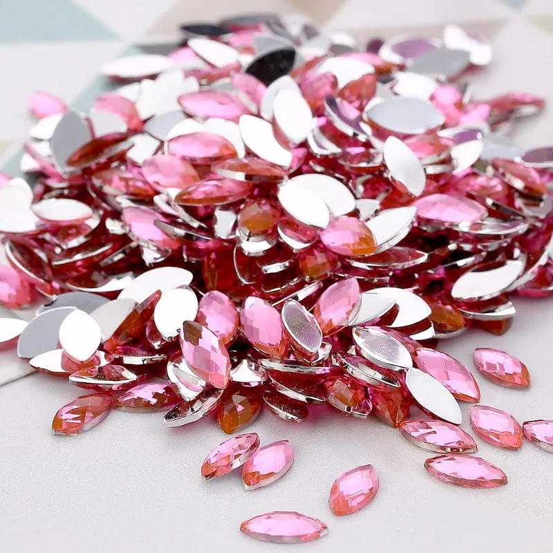 50pcs packing 5x10mm sewing crystal Flatback Rhinestones Sew On Crystals Stones Horse Eye Acrylic Strass For DIY Clothes Crafts