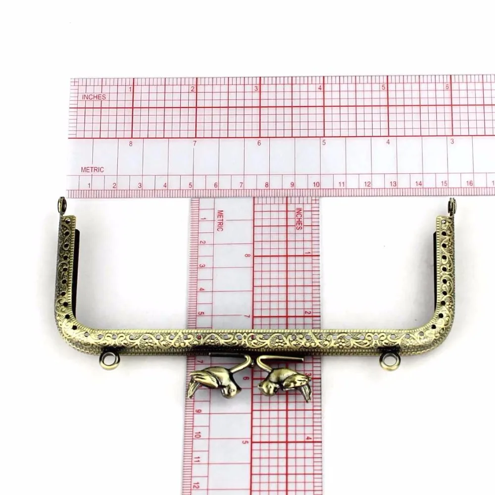 10 Pcs/Lot 15 CM Antique Bronze Square Bird Bead Metal Purse Frame Carved Kiss Clasp DIY Bag Accessory