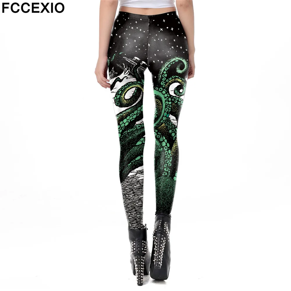 FCCEXIO New Leggings Women Workout Fitness Legging ColorfulClaw Print Leggins  Workout Leggings