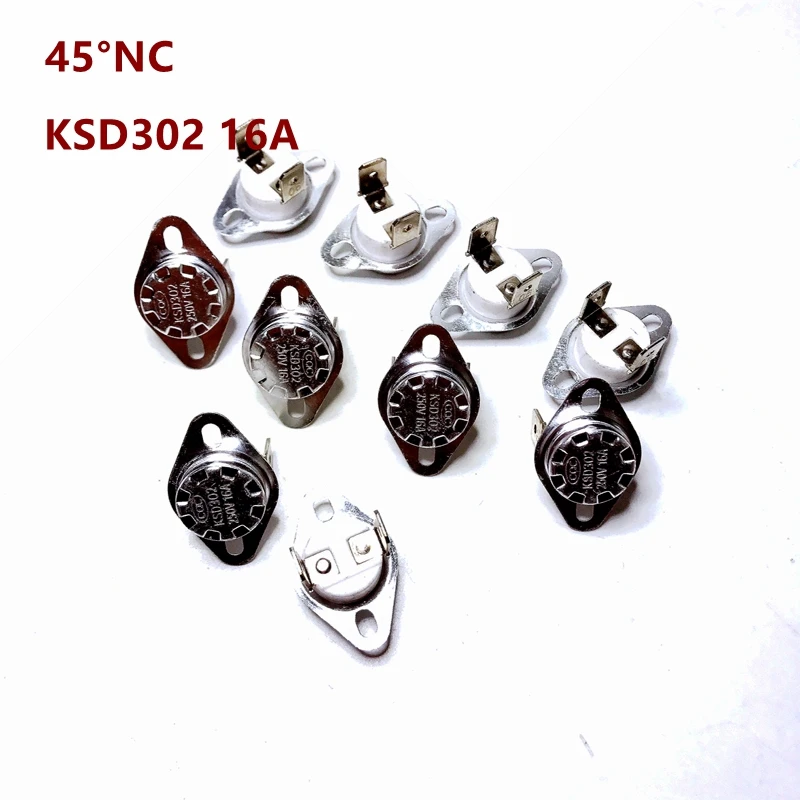 10 шт., керамический терморегулятор KSD301, 45 градусов, 16 А, 250 В 10 шт., керамический терморегулятор KSD301, 45 градусов, 16 А, 250 В