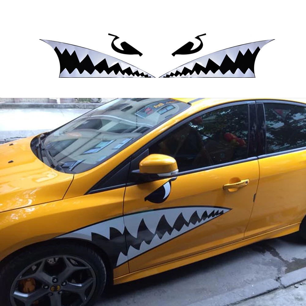 125cm*95cm Diy Car Styling accessories car body 3D Shark Mouth Waterproof decals sticker car scratch cover