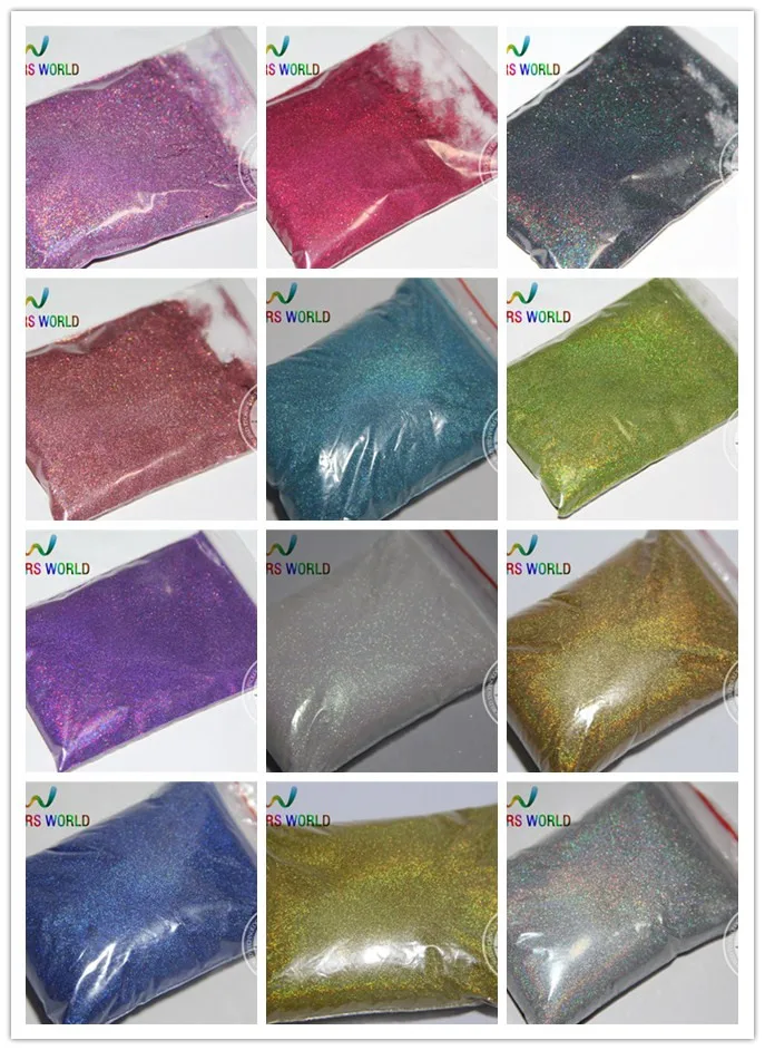 12  Finest 0.05mm 002 size holographic Color smallest Size Glitter Powder for nail,tatto art decoration  DIY dust