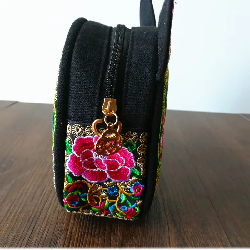 Bolso de lona bordado para niños, bolsos circulares de dibujos animados vintage, bolso de hombro para niñas, el más nuevo