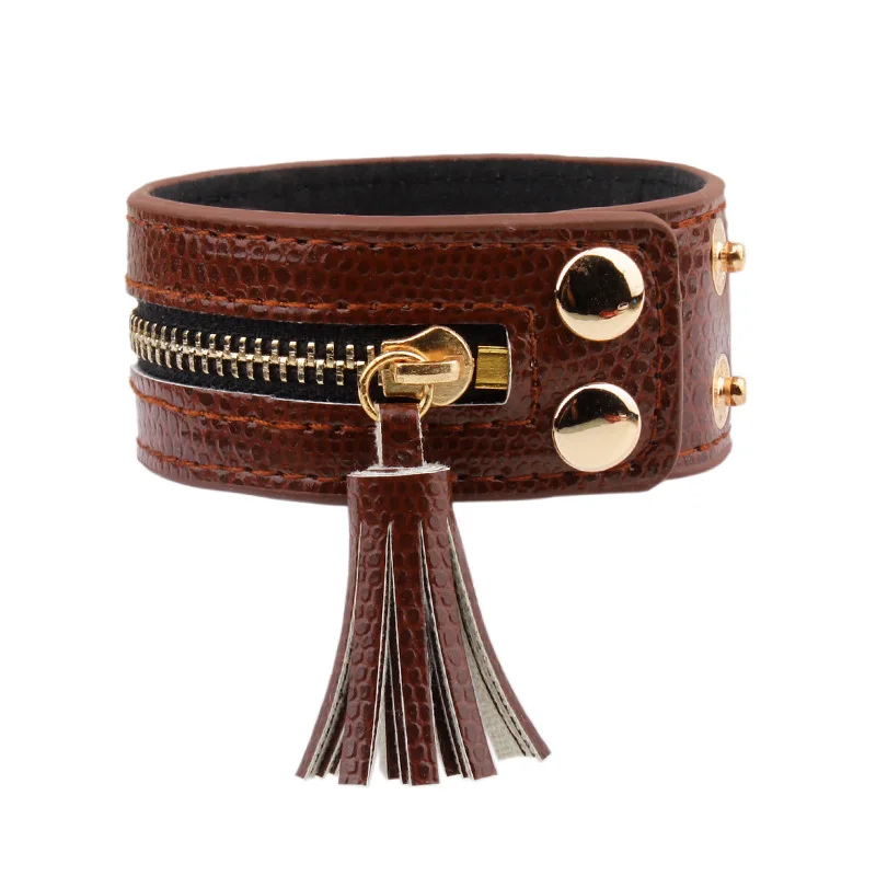 JANEYACY New fringed buttons Bracelets & bracelets Zipper Leather bracelets ladies fashion handmade ladies  bracelet jewelry
