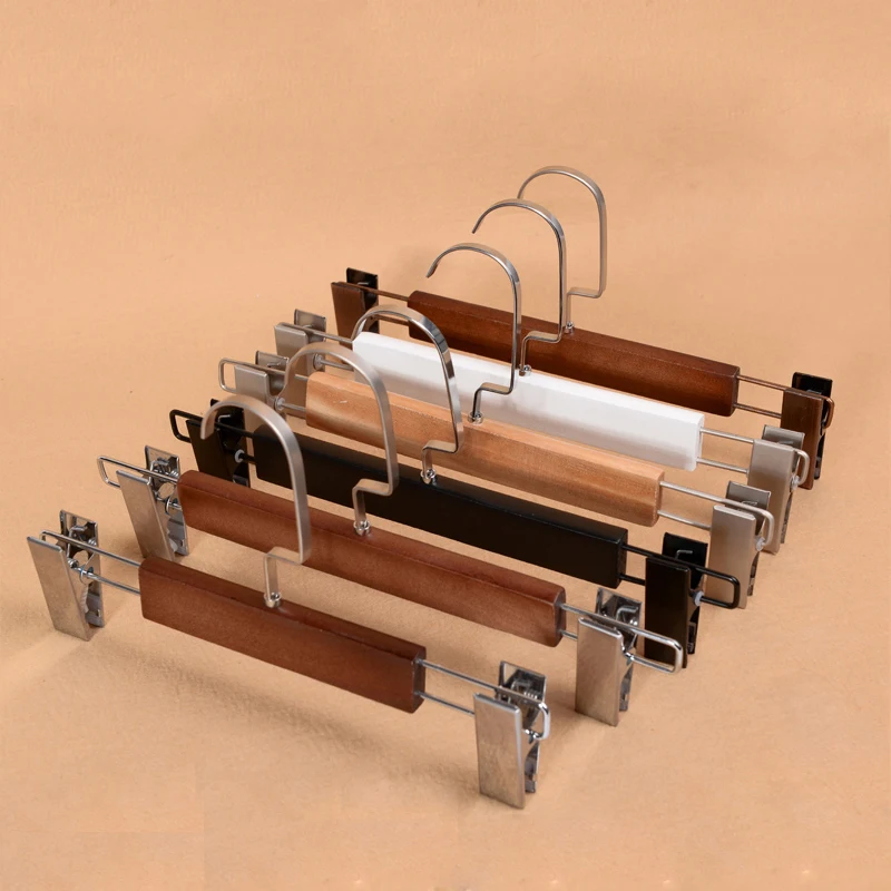 

10pcs/lot wooden hangers for clothes hight quality vintage hanger pants clip wood clothes rack (20pcs or more free LOGO)